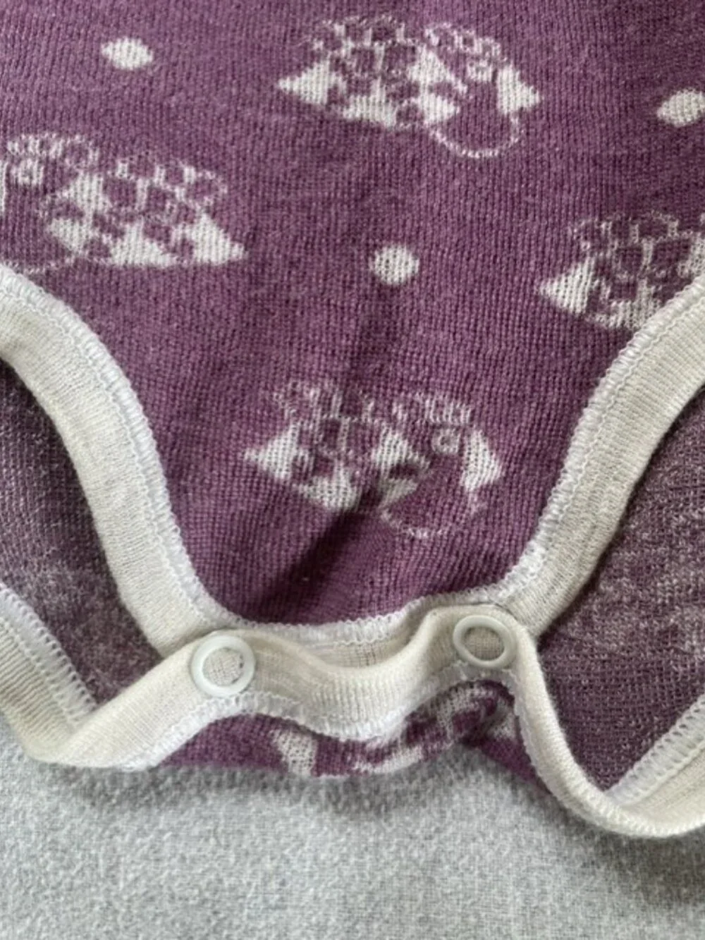 Janus Norwegian Wool Silk Purple Bird Bodysuit Size 50 / 0-3M